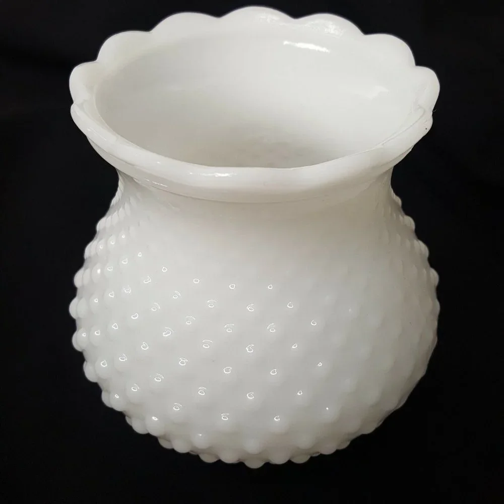 5” Milk Glass White Hobnail Oil Electric Table Lamp Shade 1.25